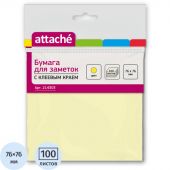 Стикеры Attache 76x76 мм пастельные желтые (1 блок, 100 листов)
