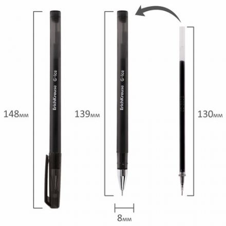 Ручка гелевая ERICH KRAUSE "G-Ice", ЧЕРНАЯ, корпус прозрачный, игольчатый узел 0,5 мм, линия письма 0,4 мм, 39004 Ручка гелевая ERICH KRAUSE "G-Ice", ЧЕРНАЯ, корпус прозрачный, игольчатый узел 0,5 мм, линия письма 0,4 мм, 39004