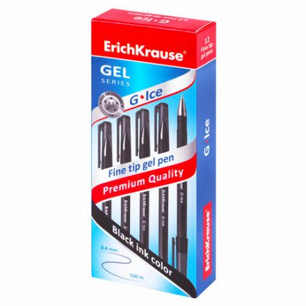 Ручка гелевая ERICH KRAUSE "G-Ice", ЧЕРНАЯ, корпус прозрачный, игольчатый узел 0,5 мм, линия письма 0,4 мм, 39004 Ручка гелевая ERICH KRAUSE "G-Ice", ЧЕРНАЯ, корпус прозрачный, игольчатый узел 0,5 мм, линия письма 0,4 мм, 39004
