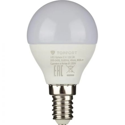 Лампа светодиодная Topfort E14 10W 3000K шар