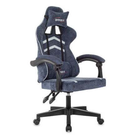 Кресло компьютерное BRABIX "Shooter GM-123", 2 подушки, ткань, синее/серое, 533212 Кресло компьютерное BRABIX "Shooter GM-123", 2 подушки, ткань, синее/серое, 533212
