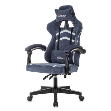 Кресло компьютерное BRABIX "Shooter GM-123", 2 подушки, ткань, синее/серое, 533212 Кресло компьютерное BRABIX "Shooter GM-123", 2 подушки, ткань, синее/серое, 533212