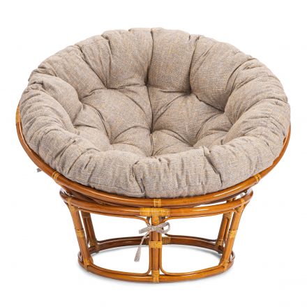 Кресло Папасан/Papasan (23/01 W) /с подушкой и ремешками/ 115х101х104см, пекан орех, подушка рогожка, меланж Кресло Папасан/Papasan (23/01 W) /с подушкой и ремешками/ 115х101х104см, пекан орех, подушка рогожка, меланж