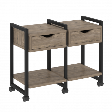 Loft Тумба на колесных опорах наборная. Вариант №1 VR.L-TN-1.K Тиквуд тёмный/Чёрный металл 970*460*767