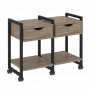 Loft Тумба на колесных опорах наборная. Вариант №1 VR.L-TN-1.K Тиквуд тёмный/Чёрный металл 970*460*767