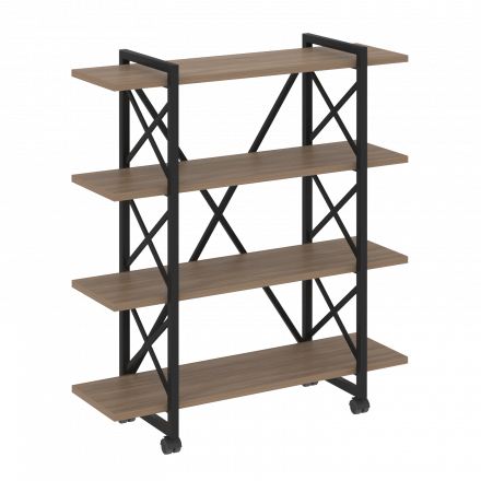 Loft Стеллаж на колесных опорах-4 полки VR.L-MST.K-4.8V Дуб аризона/Чёрный металл 1200*400*1334
