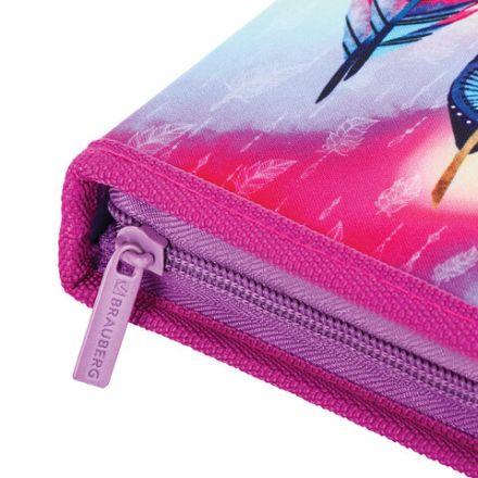 Пенал BRAUBERG, 1 отделение, полиэстер, 21х14 см, "Plumage", 270304 Пенал BRAUBERG, 1 отделение, полиэстер, 21х14 см, "Plumage", 270304