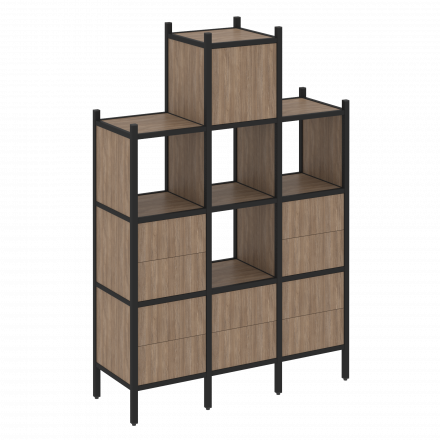 Loft Прямой стеллаж наборный VR.L-18 Дуб аризона/Чёрный металл 1278*446*1869