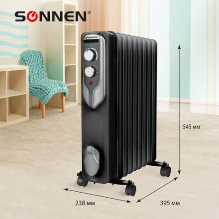Обогреватель масляный SONNEN DFN-09BL, 2000 Вт, 9 секций, черный, 455311 Обогреватель масляный SONNEN DFN-09BL, 2000 Вт, 9 секций, черный, 455311
