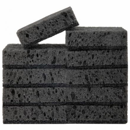 Губки для посуды 9,8х6,6х3 см, КОМПЛЕКТ 10 шт., SQUARE BLACK, КРУПНОПОРИСТЫЙ поролон с абразивным слоем, LAIMA, 608648