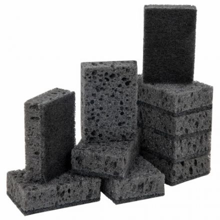 Губки для посуды 9,8х6,6х3 см, КОМПЛЕКТ 10 шт., SQUARE BLACK, КРУПНОПОРИСТЫЙ поролон с абразивным слоем, LAIMA, 608648