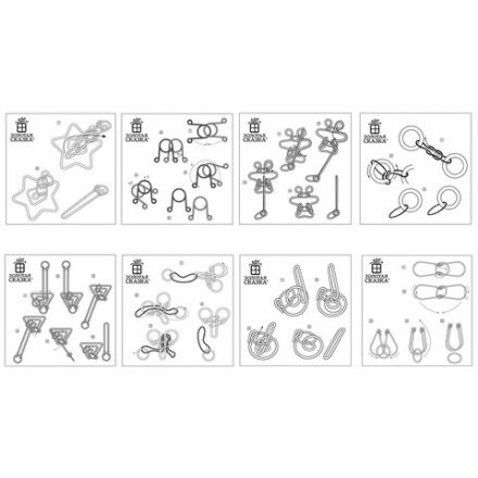 Головоломка металлическая большая ЗОЛОТАЯ СКАЗКА, 24 вида, в дисплее, разные уровни сложности, 664924