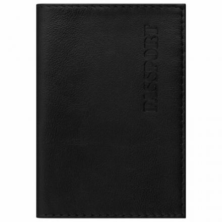 Обложка для паспорта натуральная кожа галант, "PASSPORT", черная, BRAUBERG, 237179