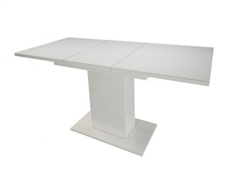 Стол "Бриз" 110(150)*70 ЛДСП 22мм+стекло 4мм цвет Белый глянец, , Моноопора МДФ с фрезеровкой Стол "Бриз" 110(150)*70 ЛДСП 22мм+стекло 4мм цвет Белый глянец, , Моноопора МДФ с фрезеровкой