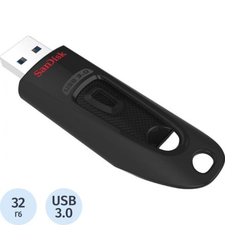 Флеш-память SanDisk Ultra, 32Gb, USB 3.0, чер, SDCZ48-032G-U46 Флеш-память SanDisk Ultra, 32Gb, USB 3.0, чер, SDCZ48-032G-U46