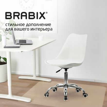 Кресло стул BRABIX "Eames MG-310 CH", хром, пластик белый, экокожа белая, 532923 Кресло стул BRABIX "Eames MG-310 CH", хром, пластик белый, экокожа белая, 532923