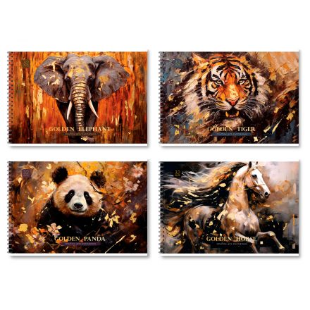 Альбом для рисования 32л., А4, на гребне BG "Golden collection", тиснение фольгой Альбом для рисования 32л., А4, на гребне BG "Golden collection", тиснение фольгой