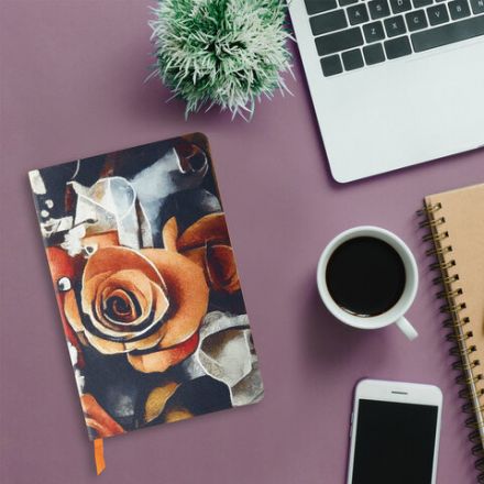 Ежедневник недатированный А5 (138х213 мм), BRAUBERG VISTA, под кожу, гибкий, 136 л., "Rose flower", 112016