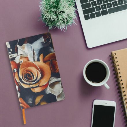 Ежедневник недатированный А5 (138х213 мм), BRAUBERG VISTA, под кожу, гибкий, 136 л., "Rose flower", 112016