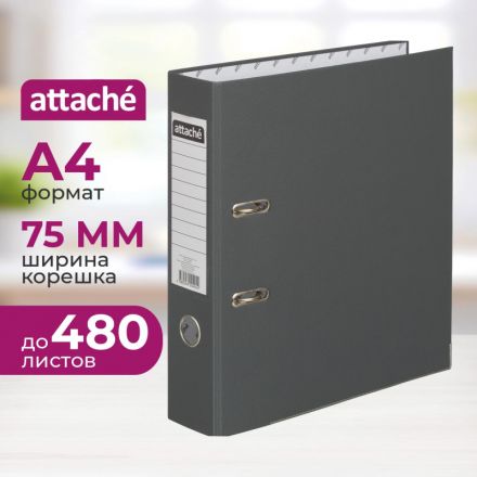 Папка-регистратор 75мм Attache А4, св-коричневая, тиснение кожа, метал угол