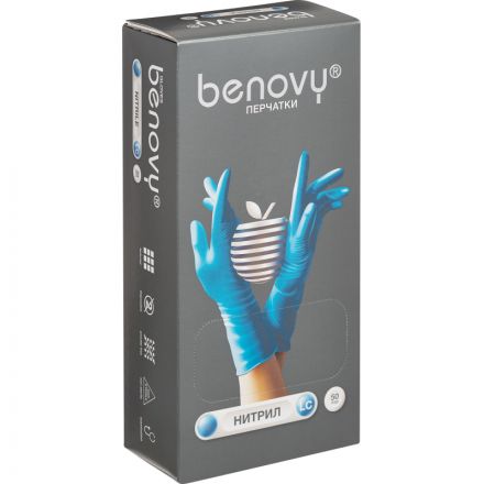 Перчатки нитрил, н/c, н/о, удлиненные, Benovy (L) 50п/уп, гол Перчатки нитрил, н/c, н/о, удлиненные, Benovy (L) 50п/уп, гол