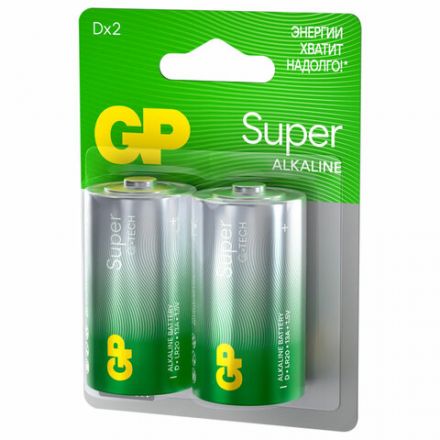 Батарейки КОМПЛЕКТ 2 шт., GP Super G-Tech, D (LR20, 13А), алкалиновые, блистер, 13A-2CR2 Батарейки КОМПЛЕКТ 2 шт., GP Super G-Tech, D (LR20, 13А), алкалиновые, блистер, 13A-2CR2
