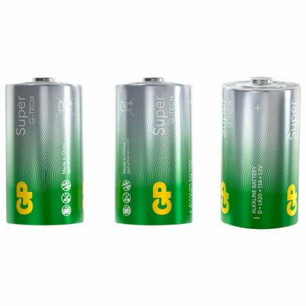 Батарейки КОМПЛЕКТ 2 шт., GP Super G-Tech, D (LR20, 13А), алкалиновые, блистер, 13A-2CR2 Батарейки КОМПЛЕКТ 2 шт., GP Super G-Tech, D (LR20, 13А), алкалиновые, блистер, 13A-2CR2