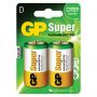 Батарейки КОМПЛЕКТ 2 шт., GP Super G-Tech, D (LR20, 13А), алкалиновые, блистер, 13A-2CR2