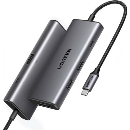 Разветвитель USB UGREEN CM498 (15531) USB-C To HDMI+2xUSB A+ USB-C+SD/TF+PD