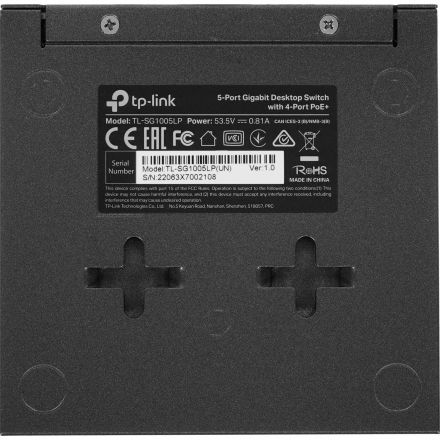 Коммутатор TP-Link TL-SG1005LP (L2) 5x1Гбит/с 4PoE+ 40W неуправляемый Коммутатор TP-Link TL-SG1005LP (L2) 5x1Гбит/с 4PoE+ 40W неуправляемый