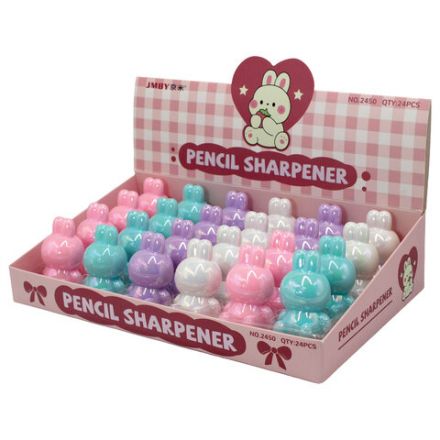 Точилка фигурная "Зайка", стеклянная серия, пластиковая, корпус ассорти, дисплей, CNT, 77249