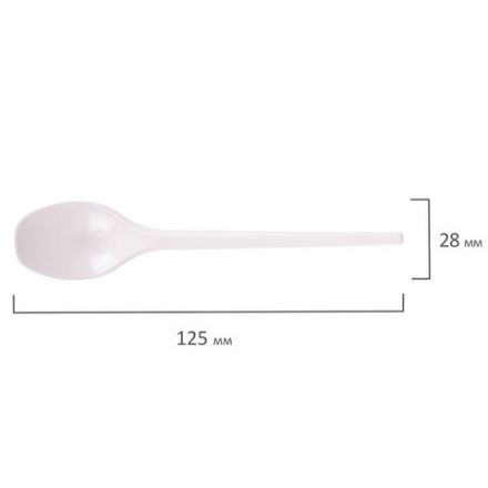 Ложка чайная одноразовая пластиковая 125 мм, белая, КОМПЛЕКТ 100 шт., WELDAY (ВЭЛДЭЙ), 607829 Ложка чайная одноразовая пластиковая 125 мм, белая, КОМПЛЕКТ 100 шт., WELDAY (ВЭЛДЭЙ), 607829