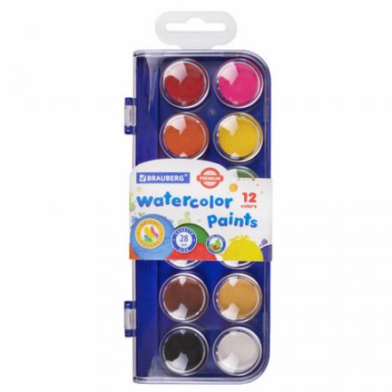 Краски акварельные BRAUBERG "PREMIUM" 12 цветов, круглые кюветы 28 мм, пенал, 191743 Краски акварельные BRAUBERG "PREMIUM" 12 цветов, круглые кюветы 28 мм, пенал, 191743