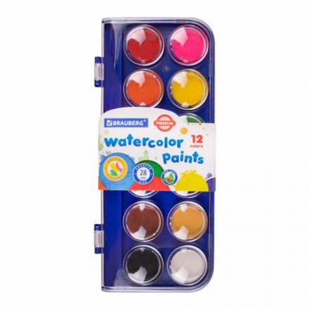 Краски акварельные BRAUBERG "PREMIUM" 12 цветов, круглые кюветы 28 мм, пенал, 191743 Краски акварельные BRAUBERG "PREMIUM" 12 цветов, круглые кюветы 28 мм, пенал, 191743