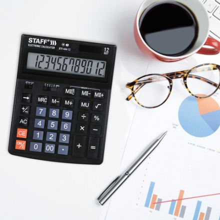 Калькулятор настольный STAFF STF-444-12 (199x153 мм), 12 разрядов, двойное питание, 250303 Калькулятор настольный STAFF STF-444-12 (199x153 мм), 12 разрядов, двойное питание, 250303