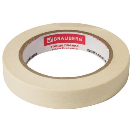 Клейкая лента малярная креппированная 19 мм х 50 м (реальная длина!), профессиональная, BRAUBERG, 228085 Клейкая лента малярная креппированная 19 мм х 50 м (реальная длина!), профессиональная, BRAUBERG, 228085