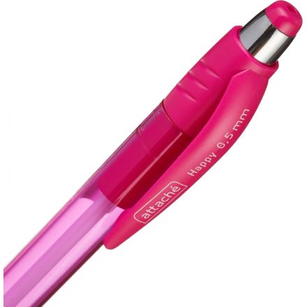 Ручка шариковая автоматическая Attache Happy синяя (розовый корпус, толщина линии 0.5 мм)