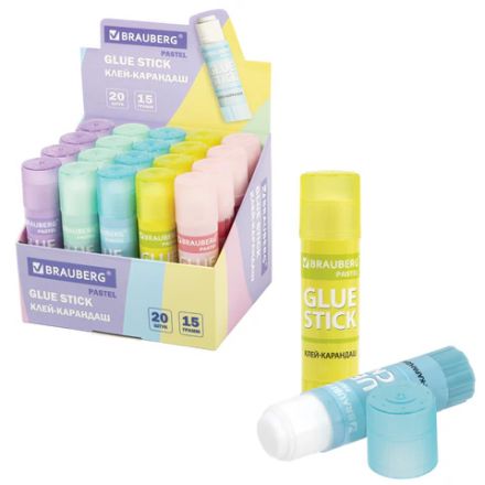 Клей-карандаш в пастельном корпусе BRAUBERG PASTEL, 15 г, PVP-основа, ассорти, 271249 Клей-карандаш в пастельном корпусе BRAUBERG PASTEL, 15 г, PVP-основа, ассорти, 271249
