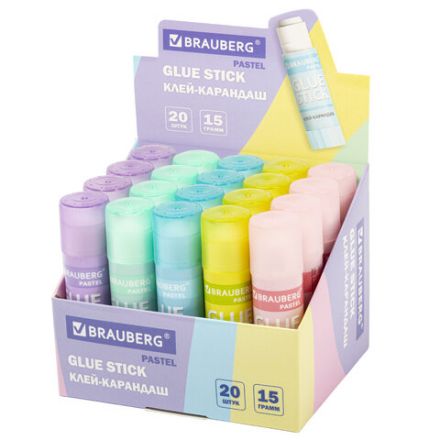 Клей-карандаш в пастельном корпусе BRAUBERG PASTEL, 15 г, PVP-основа, ассорти, 271249 Клей-карандаш в пастельном корпусе BRAUBERG PASTEL, 15 г, PVP-основа, ассорти, 271249