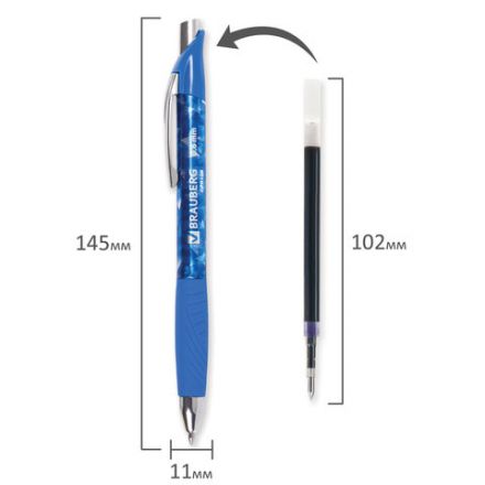 Ручка гелевая автоматическая с грипом BRAUBERG "Jet Gel", СИНЯЯ, печать, узел 0,6 мм, линия письма 0,4 мм, 142690 Ручка гелевая автоматическая с грипом BRAUBERG "Jet Gel", СИНЯЯ, печать, узел 0,6 мм, линия письма 0,4 мм, 142690