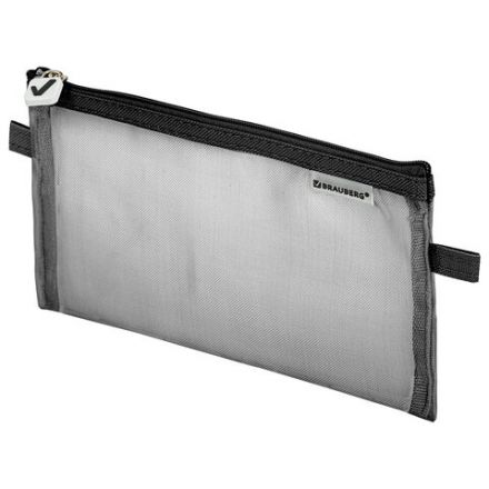 Пенал-конверт BRAUBERG, сетка, 22x10 см, черный, 272237 Пенал-конверт BRAUBERG, сетка, 22x10 см, черный, 272237