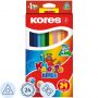 Карандаши цветные 24 цв.Kores Kolores Jumbo,трехгр, 5 мм, с точилкой, 93524 Карандаши цветные 24 цв.Kores Kolores Jumbo,трехгр, 5 мм, с точилкой, 93524