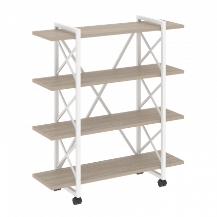 Loft Стеллаж на колесных опорах-4 полки VR.L-MST.K-4.8V Дуб аттик/Белый металл 1200*400*1334