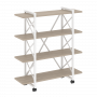 Loft Стеллаж на колесных опорах-4 полки VR.L-MST.K-4.8V Дуб аттик/Белый металл 1200*400*1334