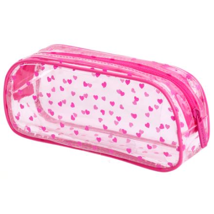 Пенал-косметичка BRAUBERG LUCENT на молнии, прозрачный, "Hearts", 21х5х9 см, 272345 Пенал-косметичка BRAUBERG LUCENT на молнии, прозрачный, "Hearts", 21х5х9 см, 272345