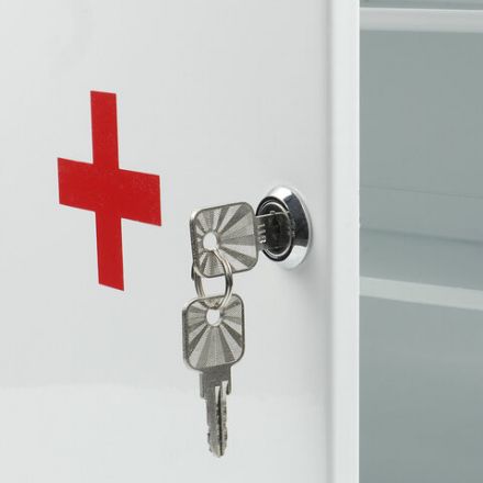 Шкафчик-аптечка металлический "Призма", навесной, 2 полки, ключевой замок, 330x280x140 мм Шкафчик-аптечка металлический "Призма", навесной, 2 полки, ключевой замок, 330x280x140 мм