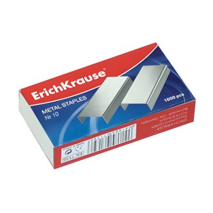 Скобы для степлера №10, 1000 штук, ERICH KRAUSE, до 20 листов, 1188 Скобы для степлера №10, 1000 штук, ERICH KRAUSE, до 20 листов, 1188