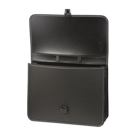 Папка-портфель пластиковая BRAUBERG "КОНСУЛ" А4 (370х280х120 мм), 2 отделения, фактура "бисер", черная, 223079