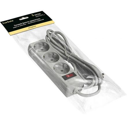 Сетевой фильтр ExeGate SP-3-3G 3р/3м, 10А/2,2кВт,серый(EX221180RUS) Сетевой фильтр ExeGate SP-3-3G 3р/3м, 10А/2,2кВт,серый(EX221180RUS)