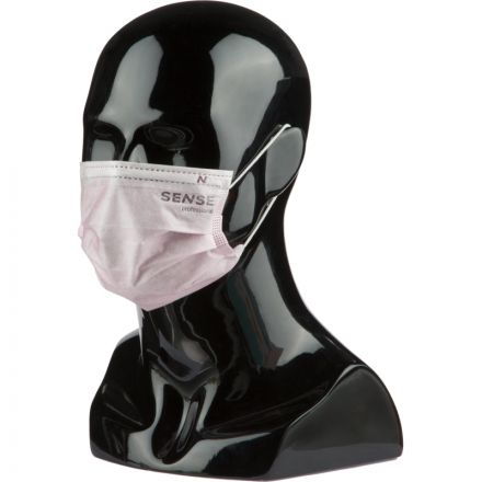 Маска медицинская 3-х сл., резинка, розовый, Sense, картон 50шт/уп